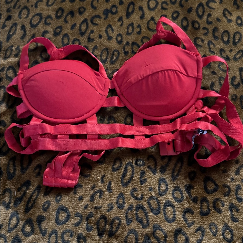 Vibrant Pink Strappy Bra